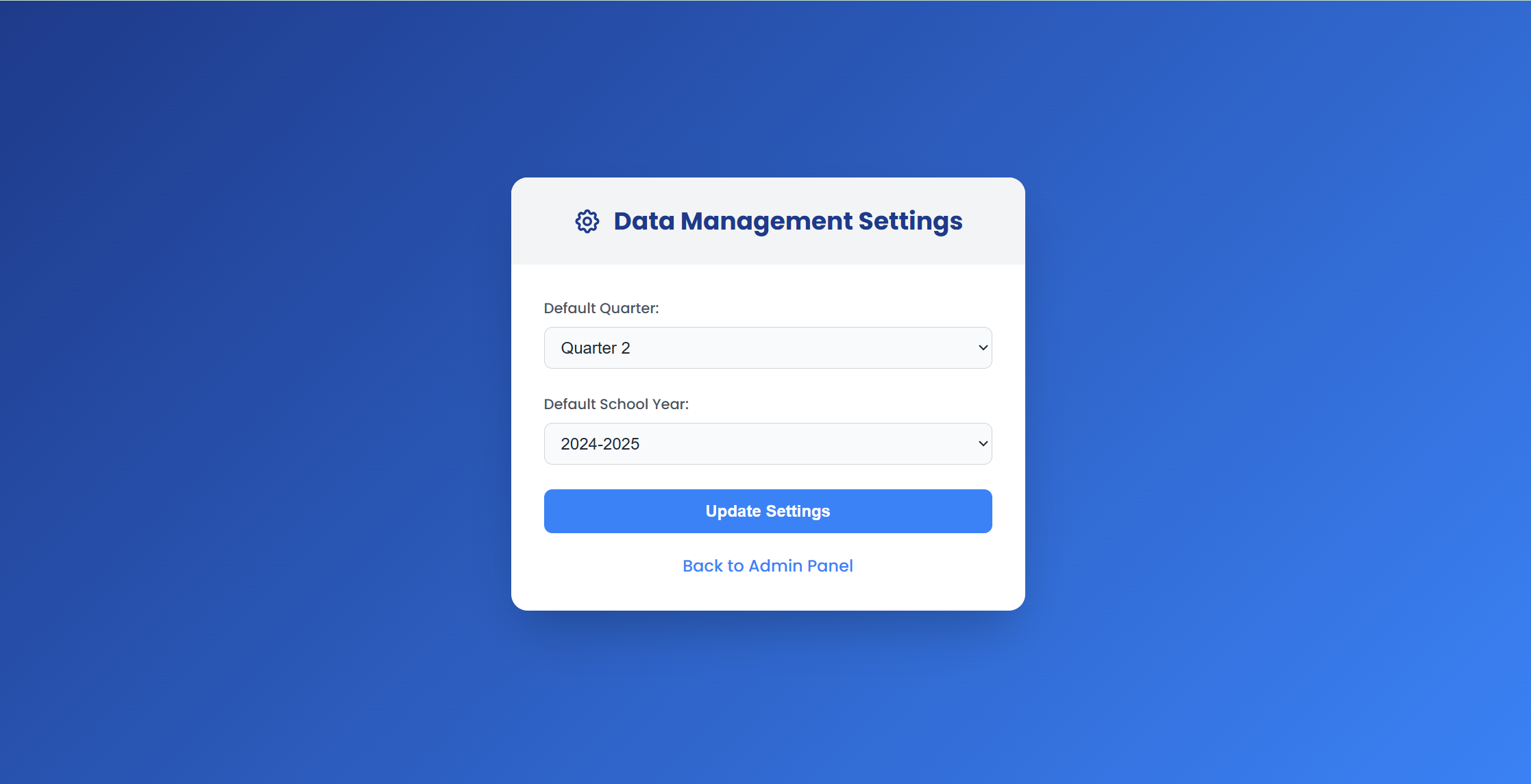Data Management Settings