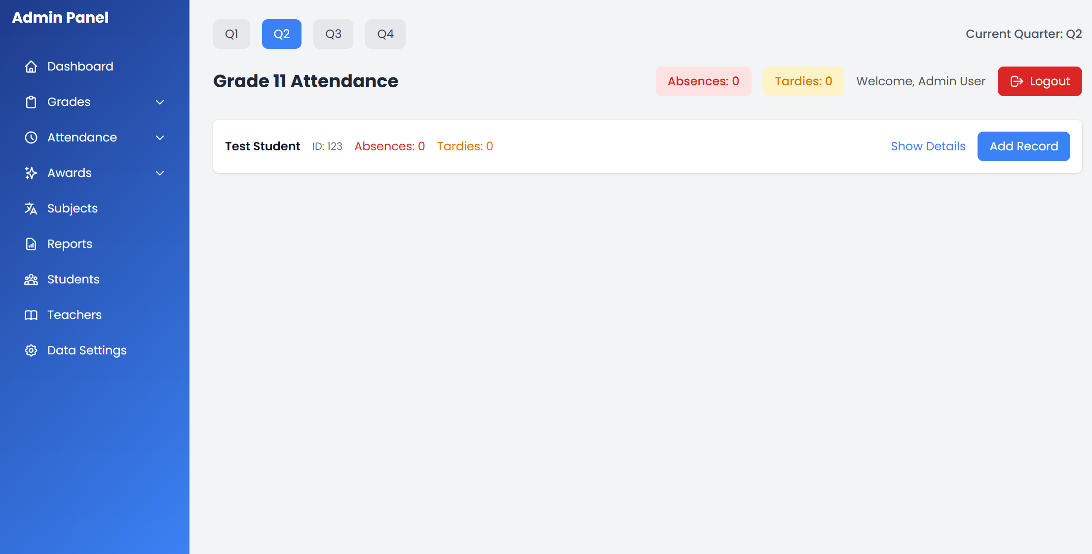 Attendance Page