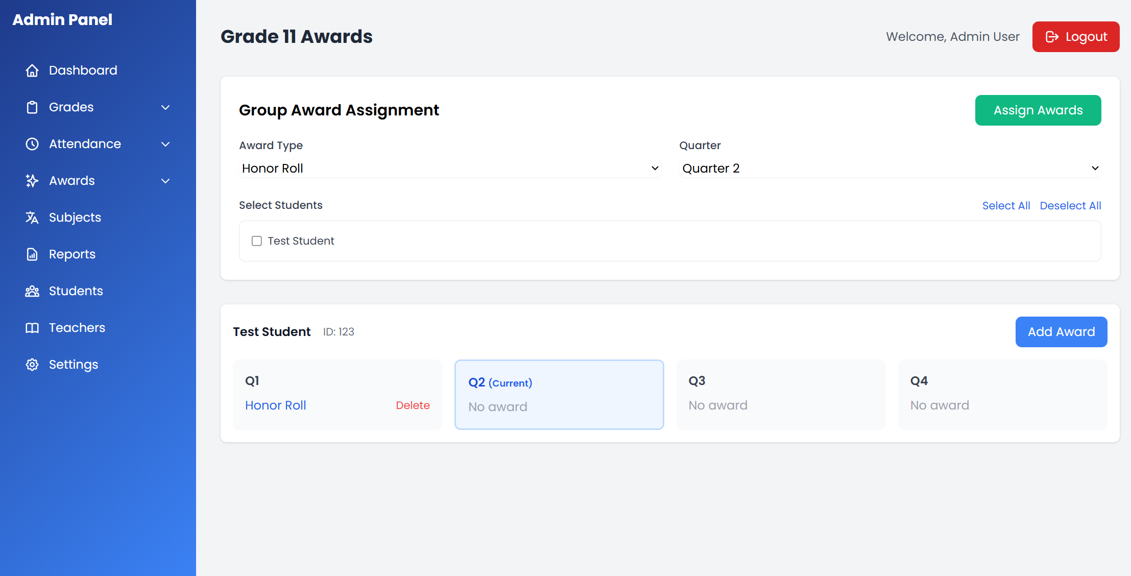 Awards Page